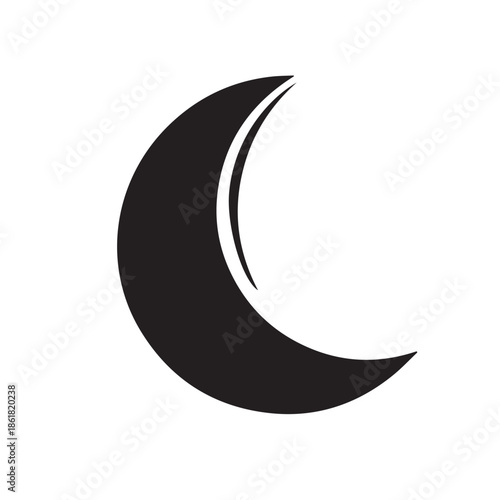 Simple Black and White Moon Flat Icon Vector