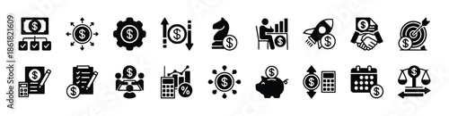 Set of Business and Finance Icons for Strategy and Planning