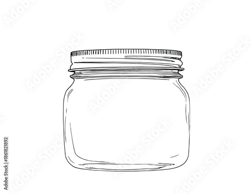 Minimalist Mason Jar Outline Sketch For Kitchen Storage And Food Preservation Projects