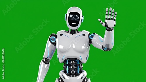 Advanced humanoid robot with screen face interacting dynamically