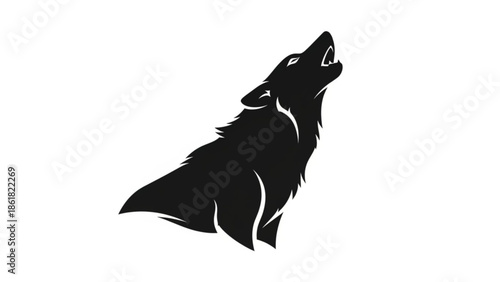 Dramatic wolf silhouette howling at the moon in wild nature