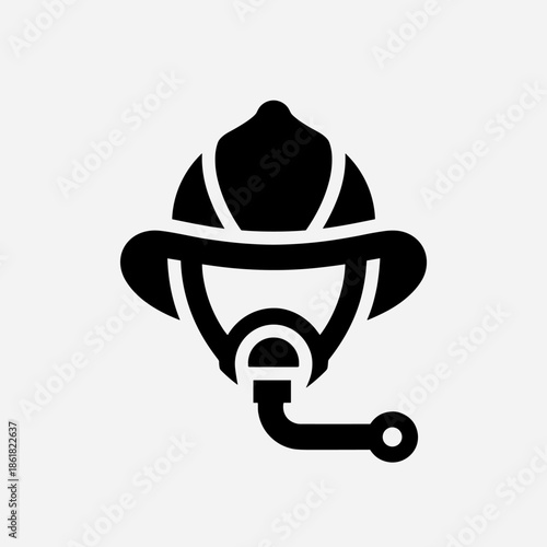 Black silhouette icon of a firefighter's helmet with an attached headlamp, representing safety and emergency services.