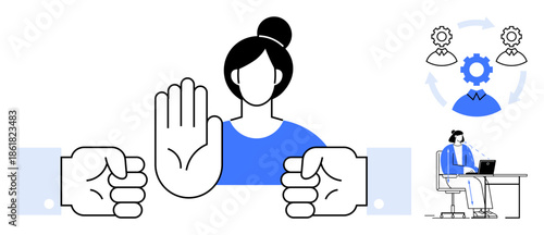 Workplace conflict resolution. Workplace challenges addressed through conflict resolution, communication, and cooperation. Conflict resolution fosters team management, gender inclusion