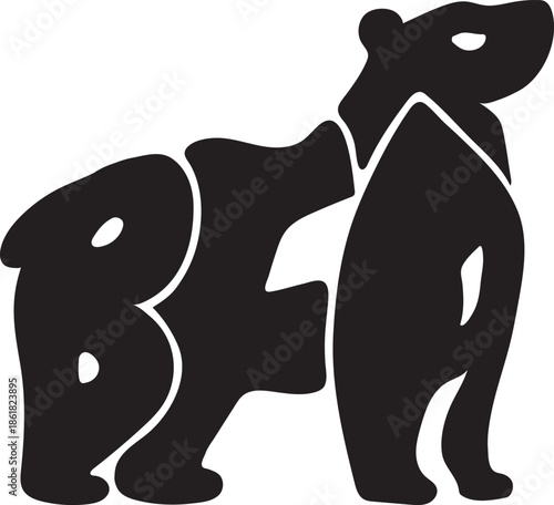 Canvas Print Bear Typography - Figurative Typography