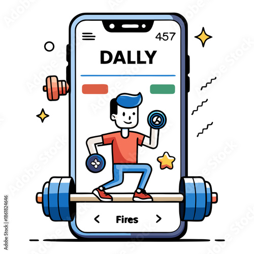 Man exercising on fitness app