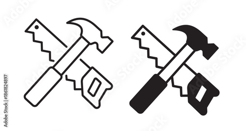 Repair tools icons. Showing home renovation, maintenance work, and construction tasks. Vector illustration.