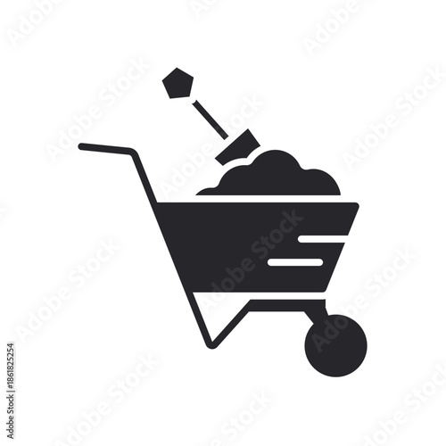 wheelbarrow icons outline and Flat Style,transparent background.