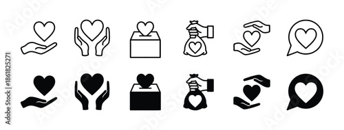 Set of charity and donation icon concept