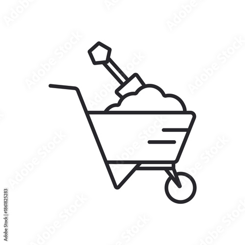 wheelbarrow icons outline and Flat Style,transparent background.