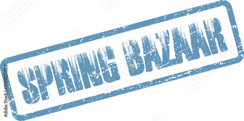 Light Blue Spring Bazaar Stamp Mark for Seasonal Market and Event Promotions