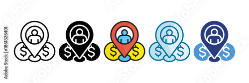 Market Positioning Icon Set Multiple Style Collection