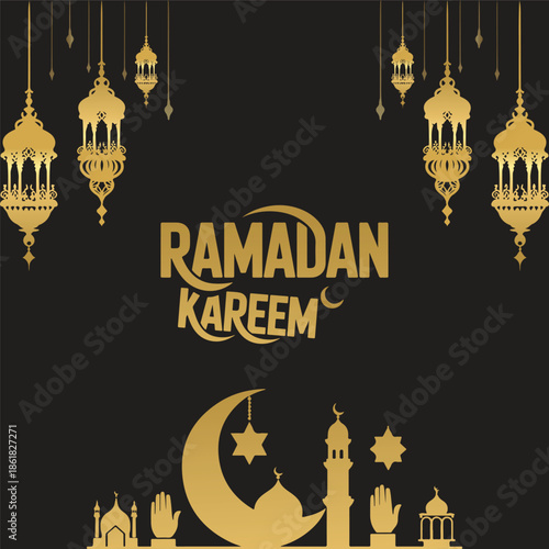 Ramadan Kareem wishes poster design in vector