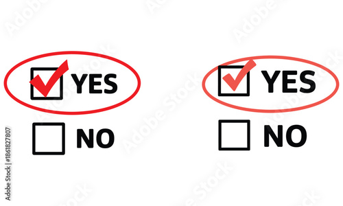 Yes and no checkbox icons showing decision, choice and selection concept
