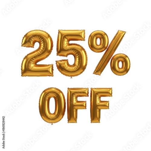 Golden balloons displaying 25% off sale