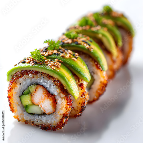 Sushi roll close up view