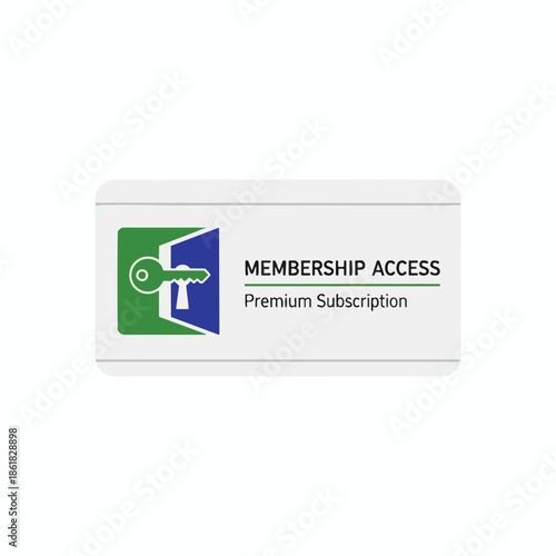 White rectangle featuring a key logo, with "Membership Access" text, and "Premium Subscription