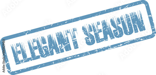 Elegant Season distressed rubber stamp in blue ink conveying seasonal promotions or special time periods