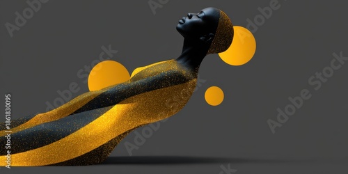 Dynamic leader in dramatic environment with golden light streaks - low angle view