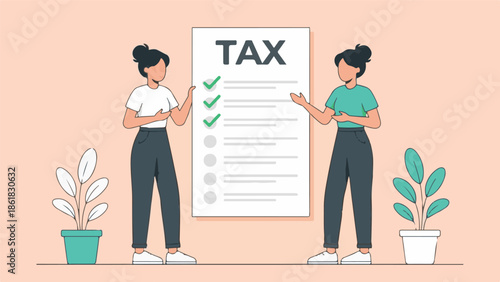 Two women analyzing a tax document checklist for financial planning