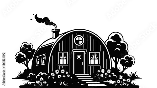 Cozy little house with smoke chimney