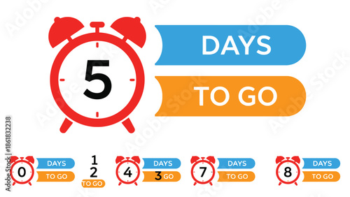 Countdown timer with alarm clock and days to go