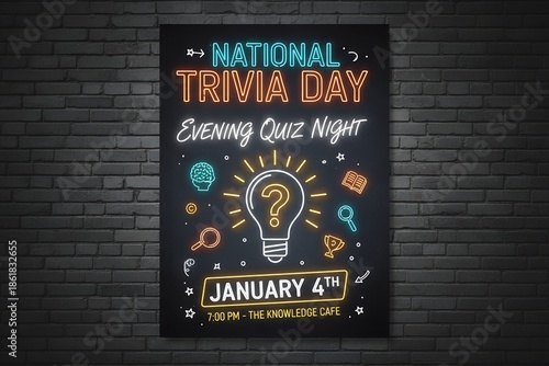 National Trivia Day Evening Quiz Night Event Poster
