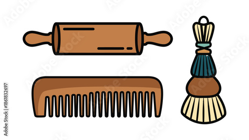 Vintage barber tools on white background