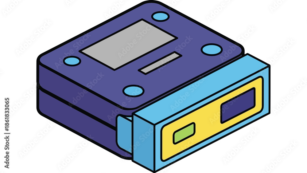Obraz premium A cartoon illustration of a small electronic device with a screen and buttons