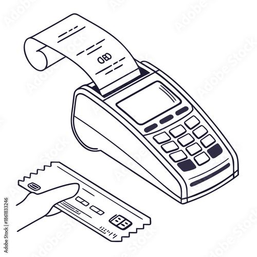 Credit card machine printing receipt