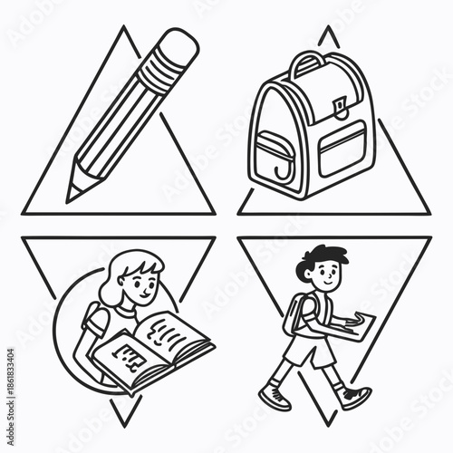 School supplies and students