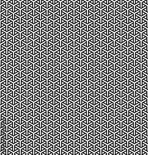 geometric isometric seamless pattern with black and white 3d y shape grid