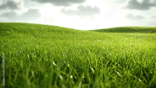 Wallpaper Mural Lush green grass on a gently rolling hill under a cloudy sky Torontodigital.ca