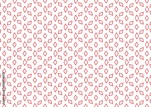 Geometric pattern of repeating red diamond shapes on a white background with a seamless design.