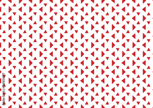A seamless pattern of numerous small red triangles on a white background, creating a textured and geometric design.
