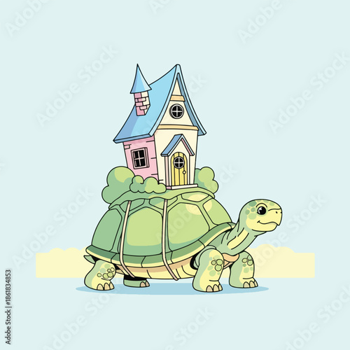 Turtle with house on its back.