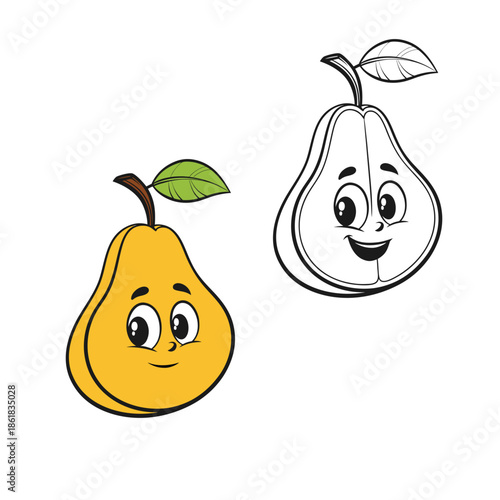 coloring book for kid pear vector 