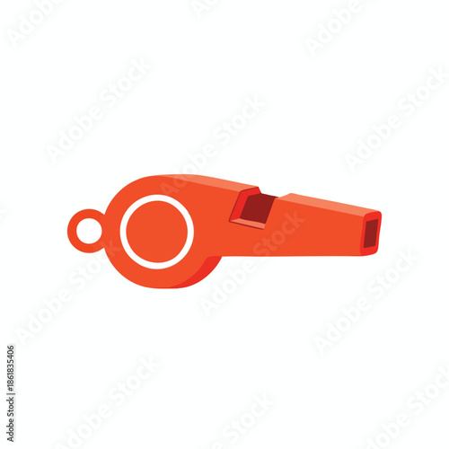A whistle illustration, bright orange with a loop on one end, and a rectangular output