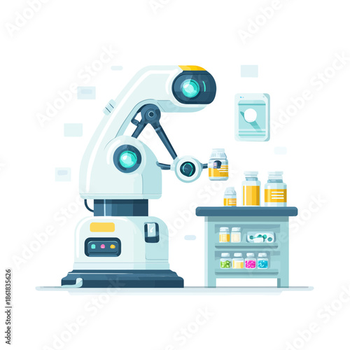Robotic Pharmacy Dispensing Medicine in a Modern Clinic