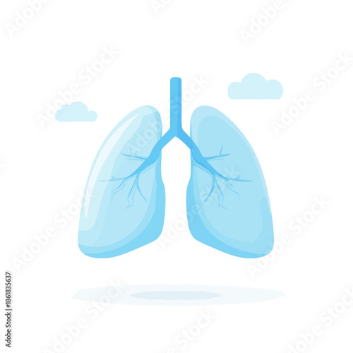 Stylized Illustration of Human Lungs and Small Clouds