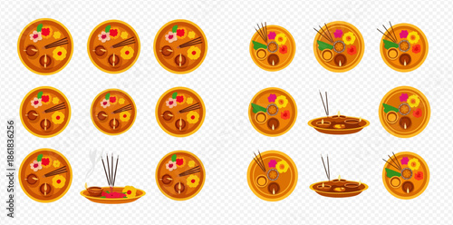 Hindu Puja Thali Set with Incense Sticks for Religious Rituals and Offerings.