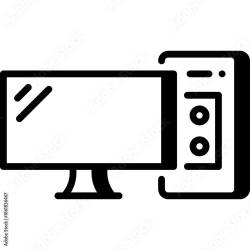 Home Desktop Computer Personal PC Vector Icon