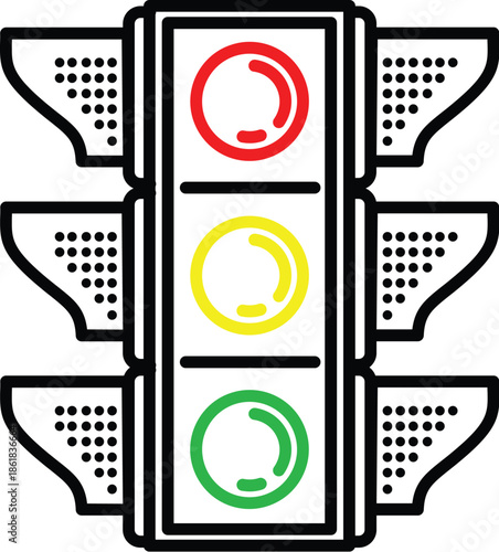 Traffic light icon with simple and modern design.Vector icons on white background. Red green and yellow signal.