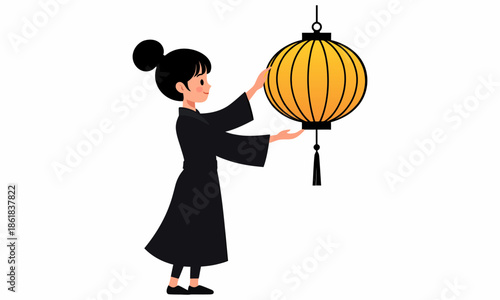 Chinese girl holding lantern.