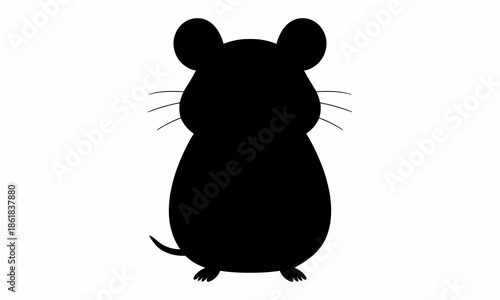 black mouse silhouette rodent animal shape simple design.