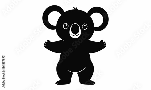 koala bear silhouette standing cute cartoon animal.