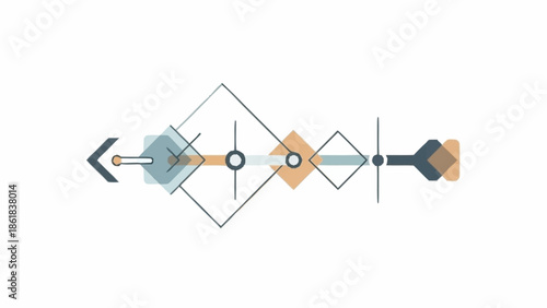 Geometric Abstract Design with Interconnected Shapes and Arrows, Symbolizing Connection and Direction
