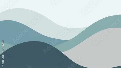 Abstract Waves of Blue and Green Hues Mimicking a Serene Landscape