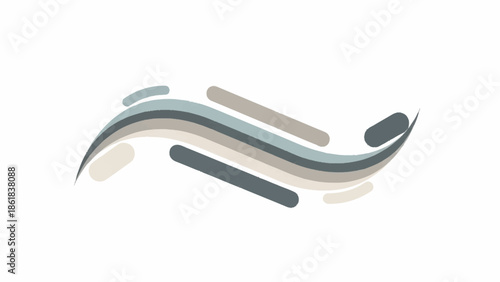 Abstract elegant graphic design element with smooth, flowing curved lines and dynamic motion, creating a contemporary blend of muted colors for modern branding