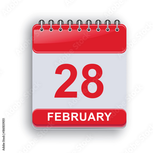 February 28 daily calendar template clean minimalist style