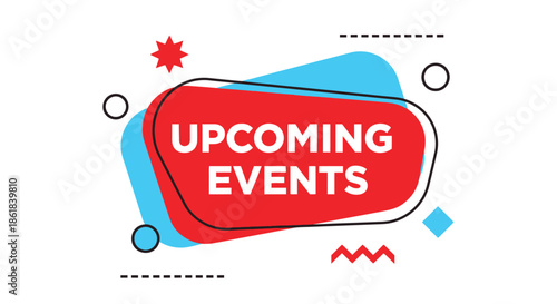 A colorful graphic illustration of upcoming events with modern design elements